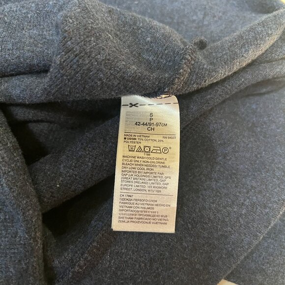 Banana Republic Heather Blue Shawl-Collar Waffle-Knit Sweatshirt Sweater Small S - Picture 4 of 4